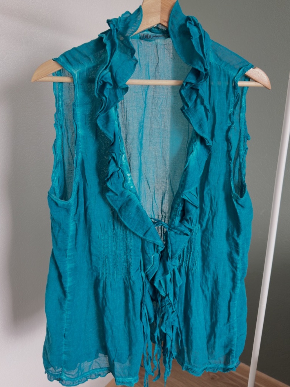 Teal Ruffled Blouse - Picture 2 of 14